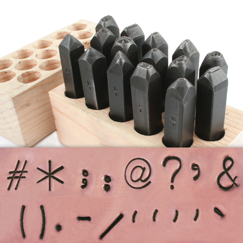 Metal Stamping Tools USA Made 15 Piece Punctuation Set 1/4" (6.4mm)